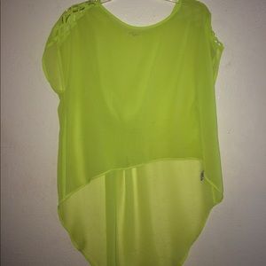 Transparent bright green asymmetrical top